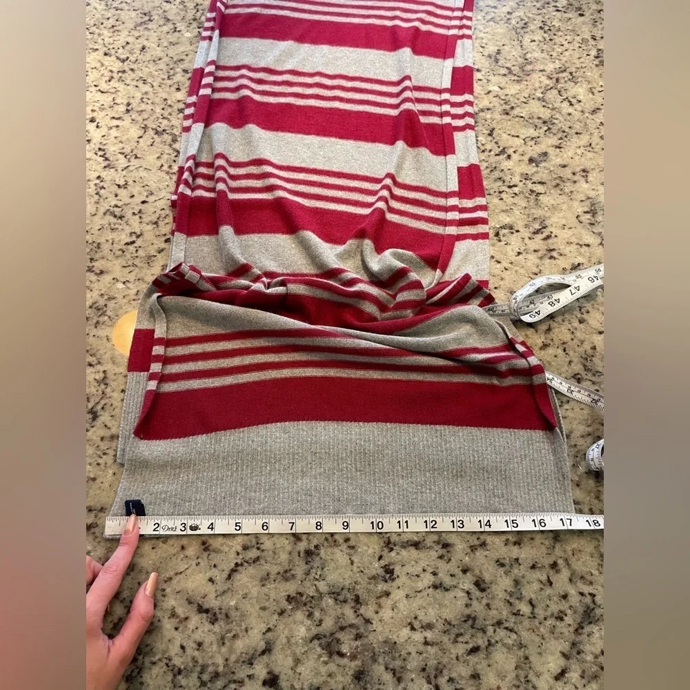 Maroon and Gray gap cotton angora blend oversized Striped Scarf